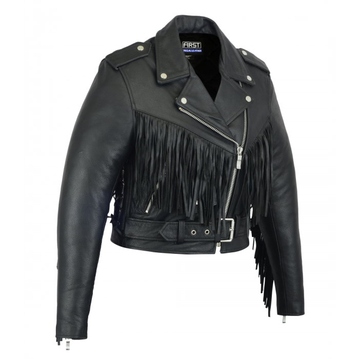 First (with Fringe) Women's Leather Biker Jacket