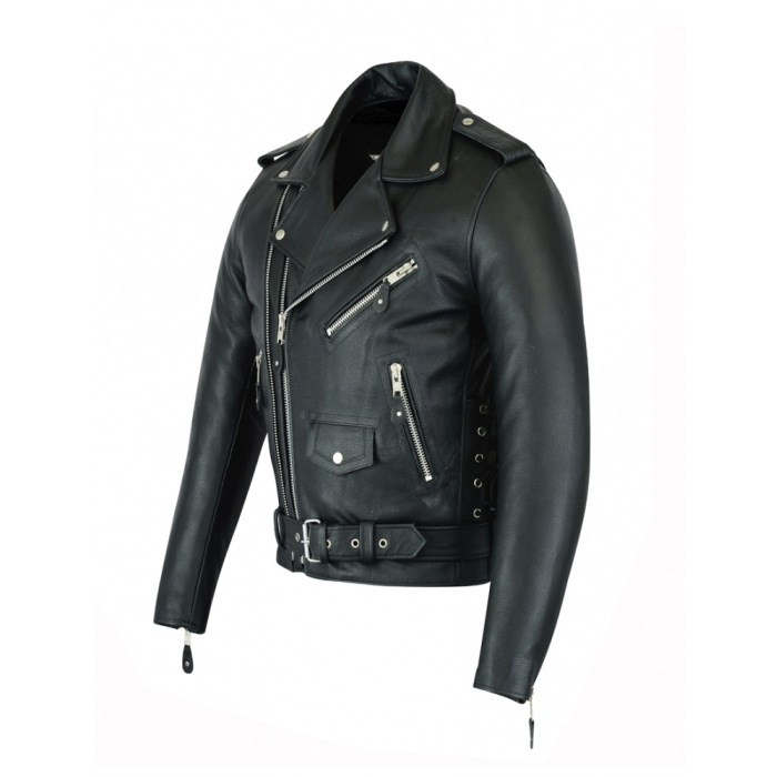 First (Classic, Two Zippers) Leather Biker Jacket