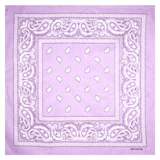 White and Black Paisley on a Purple Background Bandana
