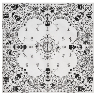 Black Skulls with Patterns on a White Background Bandana