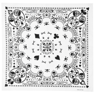 Skull (Card Suit) on a White Background Bandana