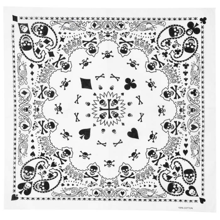 Skull (Card Suit) on a White Background Bandana