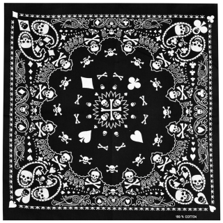 Skull (Card Suit) on a Black Background Bandana