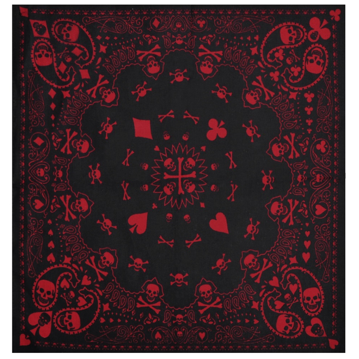 Red Skull (Card Suit) on a Black Background Bandana