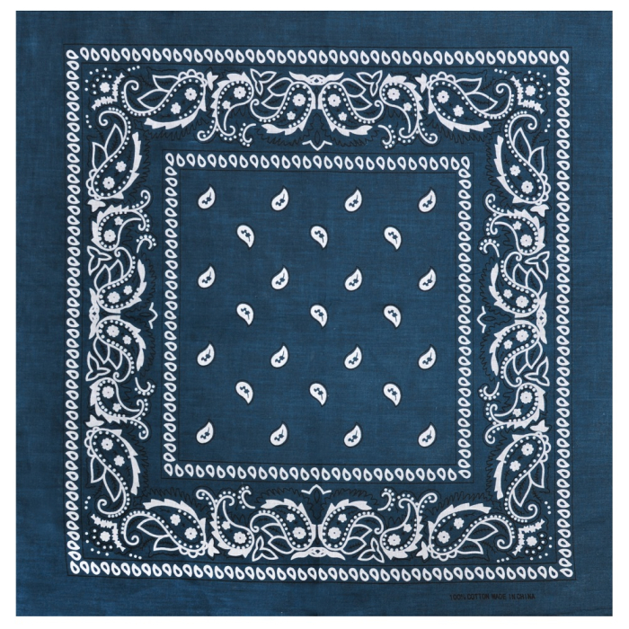 White and Black Paisley on a Background of Sea Color Bandana