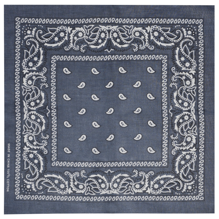 White and Black Paisley on a Graphite Background Bandana