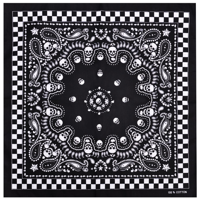 White Paisley on a Black Background (Chess Pattern) Bandana White Paisley on a Black Background (Chess Pattern) Bandana