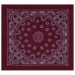 Double White and Black Paisley on a Burgundy Background Bandana