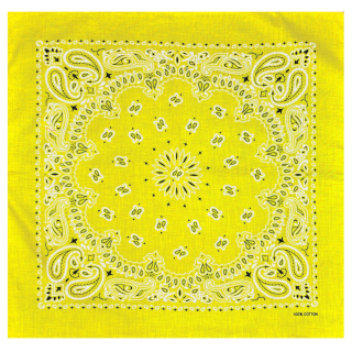 Double White and Black Paisley on a Yellow Background Bandana