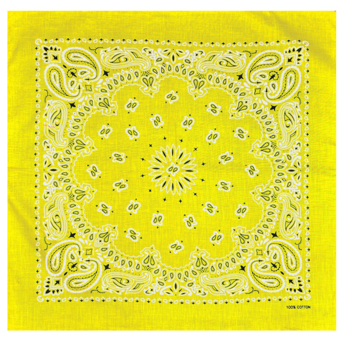 Double White and Black Paisley on a Yellow Background Bandana