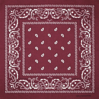 White and Black Paisley on a Burgundy Background Bandana