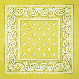 White and Black Paisley on a Yellow Background Bandana
