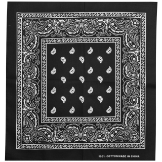 White Paisley on a Black Background Bandana
