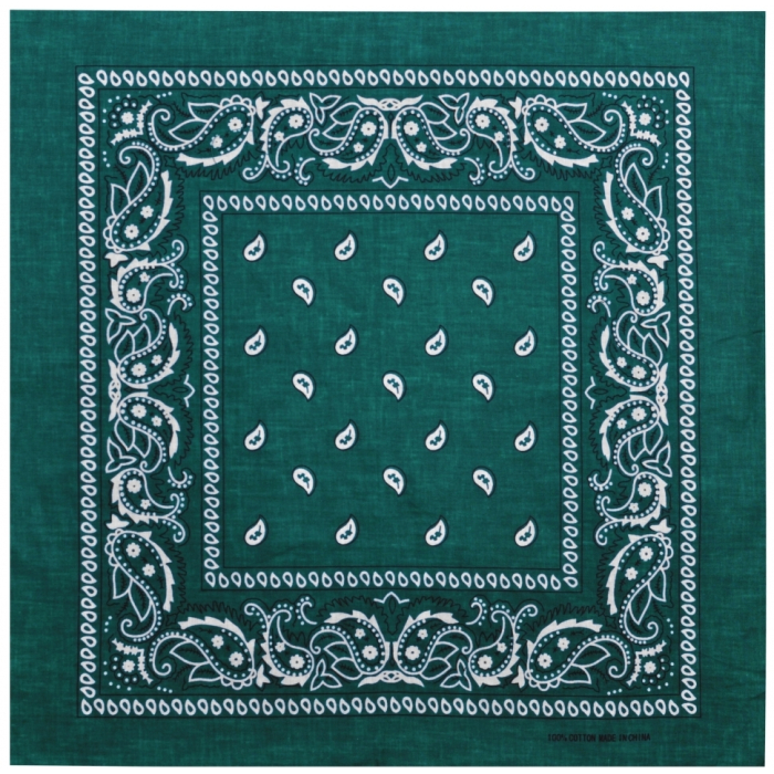 White and Black Paisley on a Khaki Background Bandana