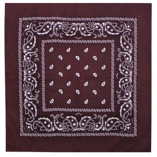White and Black Paisley on a Brown Background Bandana
