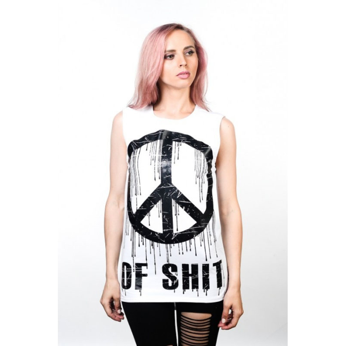 Peace of Shit (Urbanist) White Long Sleeveless T-Shirt