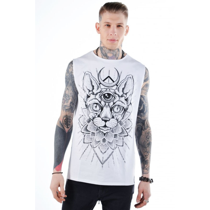 Sphynx (Urbanist) White Long Sleeveless T-Shirt