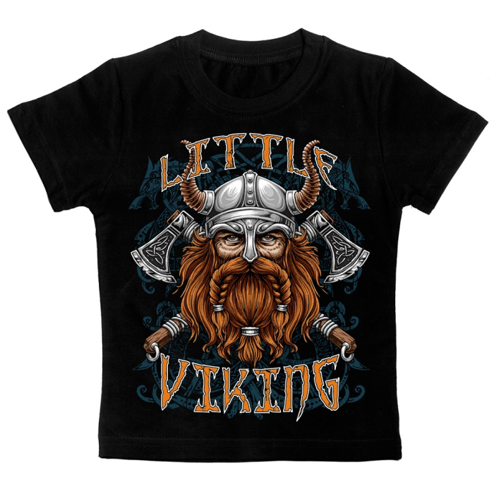 Little Viking Children's Black T-Shirt