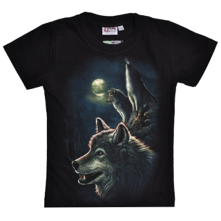 Wolf on the Background of the Moon (Rock Eagle, Glowing in the Dark) T-Shirt