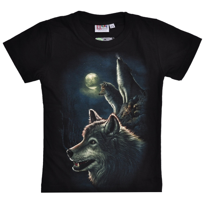 Wolf on the Background of the Moon (Rock Eagle, Glowing in the Dark) T-Shirt Wolf on the Background of the Moon (Rock Eagle, Glowing in the Dark) T-Shirt