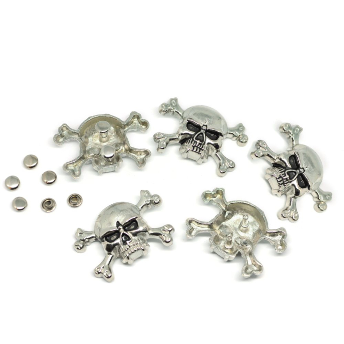 38Х43 mm Big Skull with Bones on Rivets (5 Pieces)