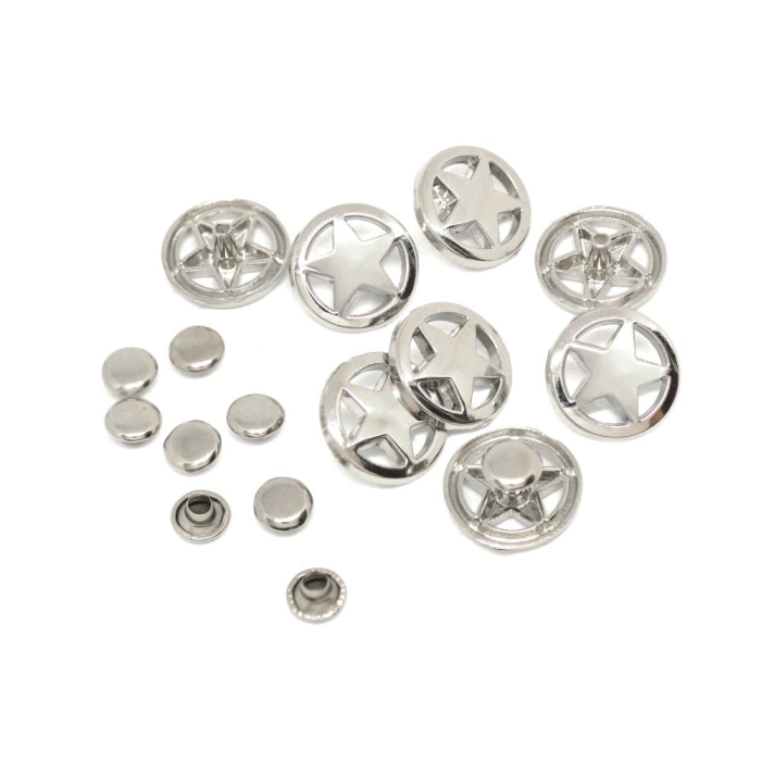 16 mm Star in a Circle on Rivets (10 Pieces)
