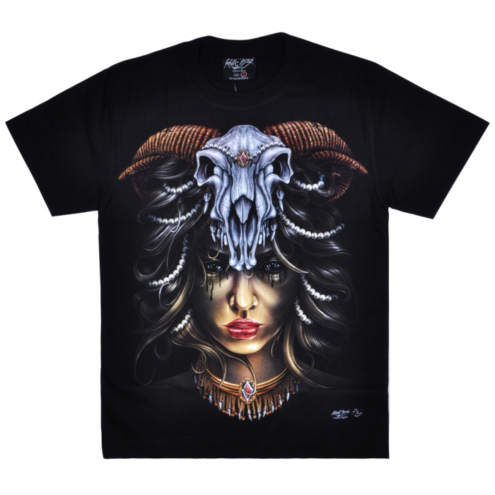 Girl with a Ram Skull (Glows in the Dark) T-Shirt