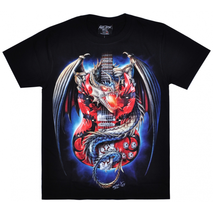 Guitar with a Dragon (3D, Glowing in the Dark) T-Shirt