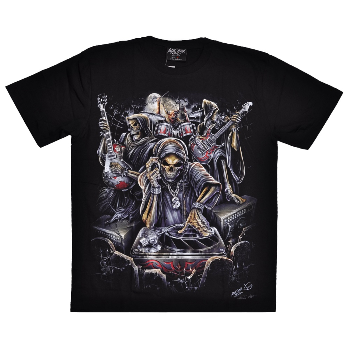 Skeleton DJ and Rock Band (Glows in the Dark) T-Shirt