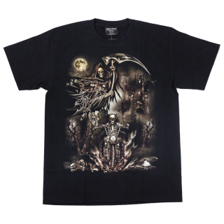 Death on a Motorcycle (Death on the Background of the Castle) (Glows in the Dark) T-Shirt