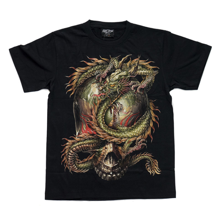 Chinese Dragon on the Skull (3D, Glows in the Dark) T-Shirt