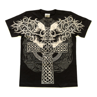 Celtic Cross (2 Skulls) T-Shirt