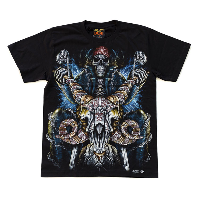 Skeleton on a Motorcycle with a Bull's Skull (Glows in the Dark) T-Shirt