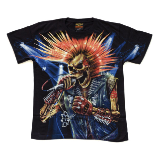Skeleton with Mohawk and Microphone (Glows in the Dark) T-Shirt