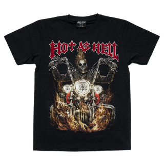 Skeleton on a Motorcycle "Hot as Hell" (3D, Glows in the Dark) T-Shirt