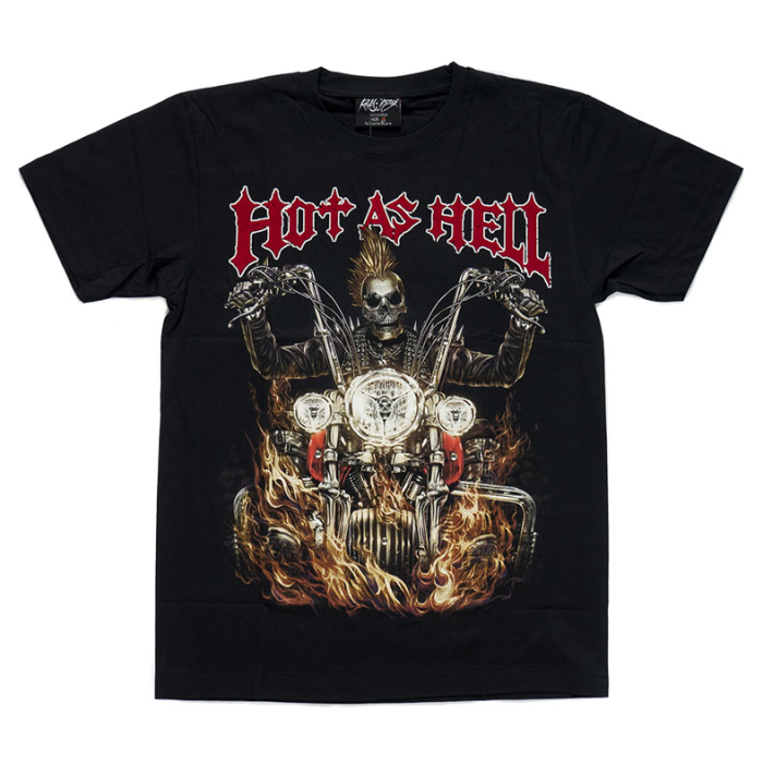 Skeleton on a Motorcycle "Hot as Hell" (3D, Glows in the Dark) T-Shirt