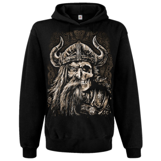 Viking (Half Face, Half Skull) Kangaroo Pocket Hoodie without a Zipper