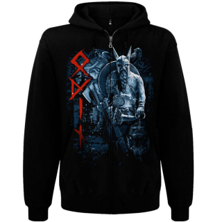 Odin (Runic Circle) Kangaroo Pocket Hoodie with a Zipper