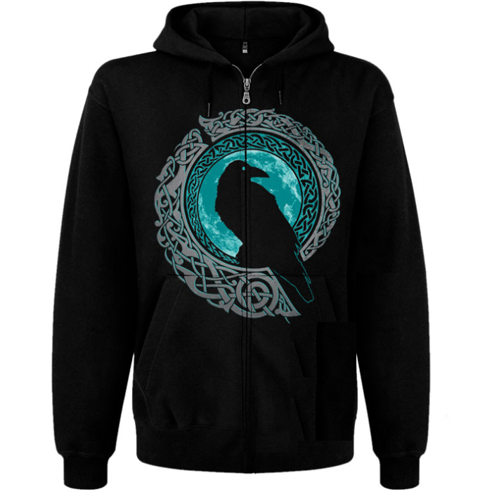 Raven (Valknut) Kangaroo Pocket Hoodie with a Zipper