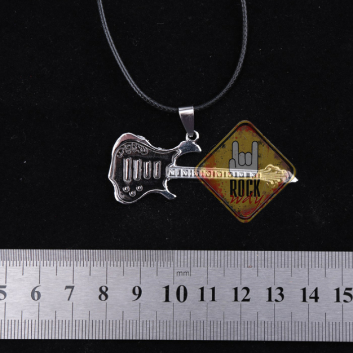 Guitar (Steel Color, with Black Overlay) Pendant