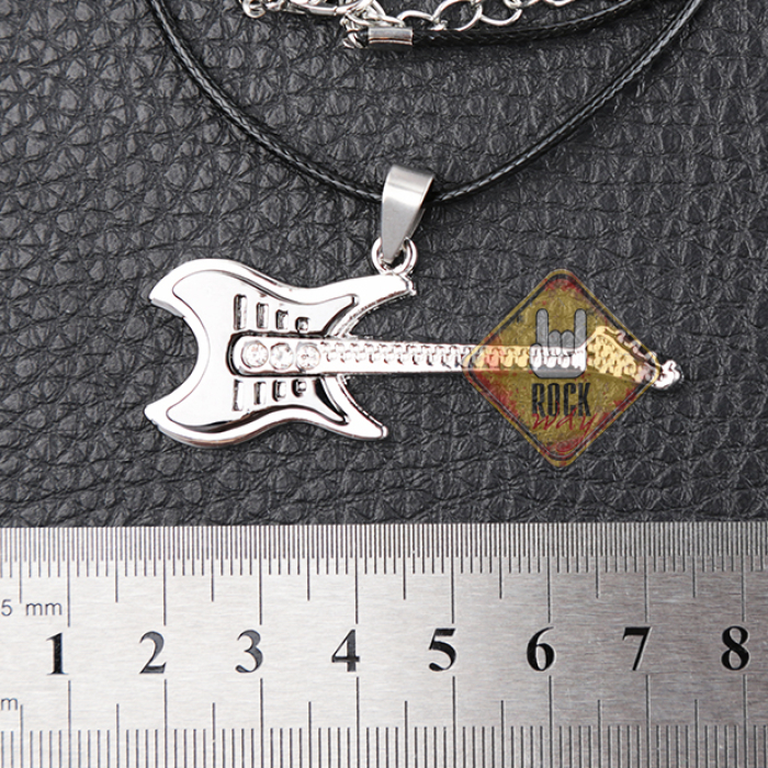 Guitar (Steel Color with 3 Stones) Pendant