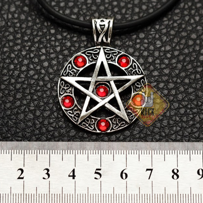 Pentagram with Red Stones Pendant