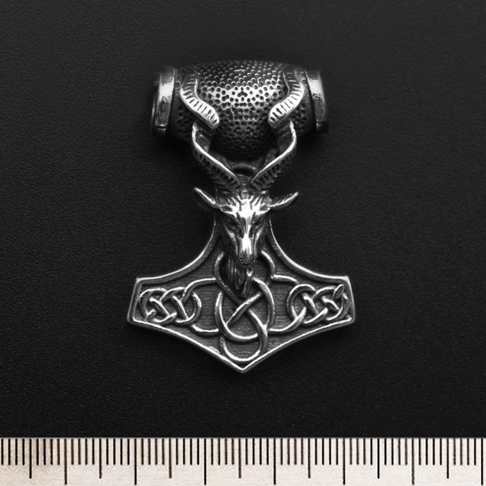 Thor's Hammer with Goat (SS-001) Pendant