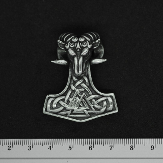 Thor's Hammer with Ram Skull (Valknut) (SS-035) Pendant