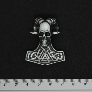 Thor's Hammer (Skull with Horns) (SS-037) Pendant