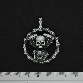 Motor with Skulls Ring (SS-039) Pendant