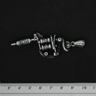 Tattoo Machine with a Snake (SS-044) Pendant