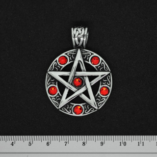 Pentagram with Red Stones (SS-032) Pendant