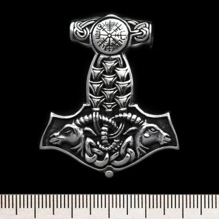 Thor's Hammer (Aegishjalmur) (925 Silver) Big Pendant