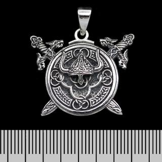 Viking Shield with Swords (925 Silver) Pendant